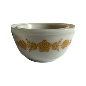 Vintage Pyrex Butterfly Gold 401 402 Nesting Mixing Bowl Set White Milk Glass